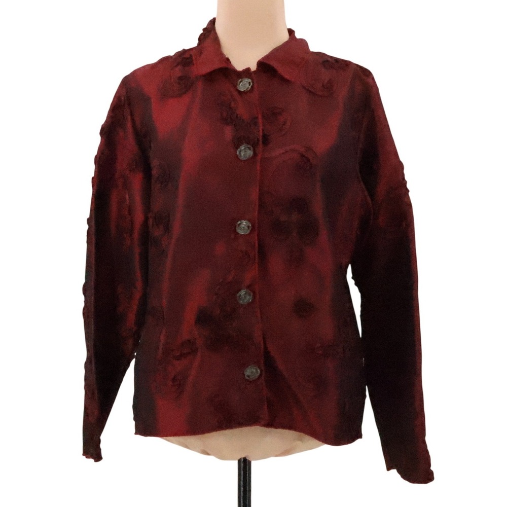 Winding River 3D Floral Rosette Shacket Top Womens Size M Vintage Whimsigoth